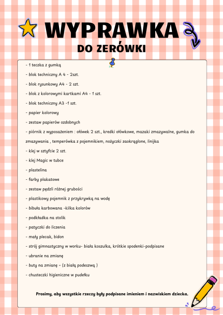 Wyprawka do zerówki